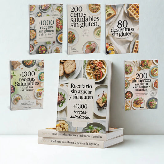 RECETARIO SIN AZUCAR Y SIN GLUTEN (+1000 RECETAS + 15 REGALOS)